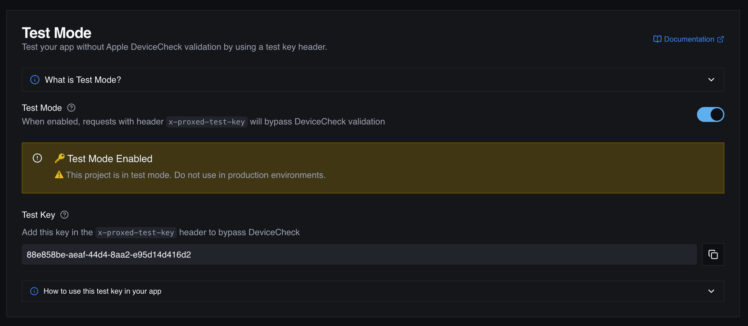 Test Mode Configuration