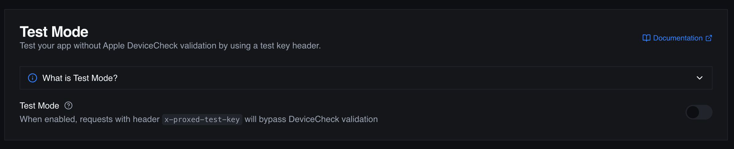 Test Mode Toggle